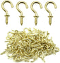 100 Pcs 1/2" Ceiling Cups Hooks Screw Hooks Ceiling Cup Hooks Self-Tapping Screws Hooks Gold V1258-DP02-WO-972