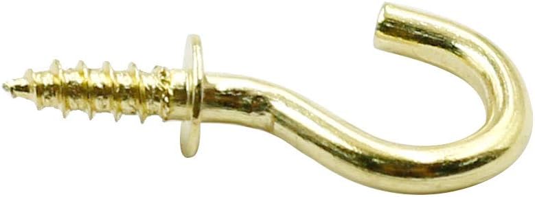 100 Pcs 1/2" Ceiling Cups Hooks Screw Hooks Ceiling Cup Hooks Self-Tapping Screws Hooks Gold V1258-DP02-WO-972