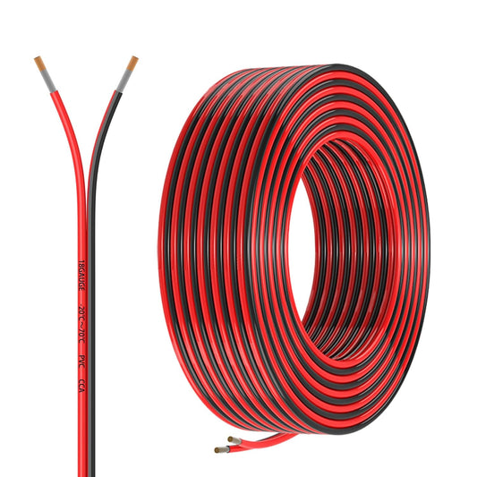 18 Gauge 2 Conductors 30FT Electrical Wire, Red Black Cable, Flexible Low Voltage PVC Copper Clad Aluminum V1258-DP02-WO-974