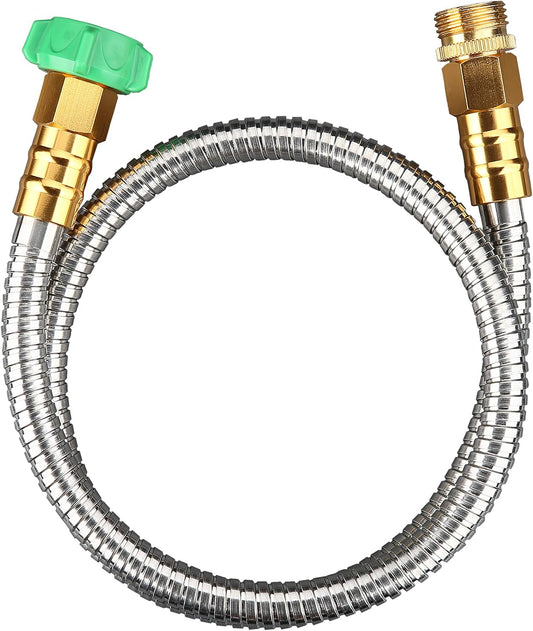 304 Stainless Steel Metal 3FT Short Garden Hose 3 Feet Flexible, Portable & Lightweight Kink Free Garden V1258-DP02-WO-975