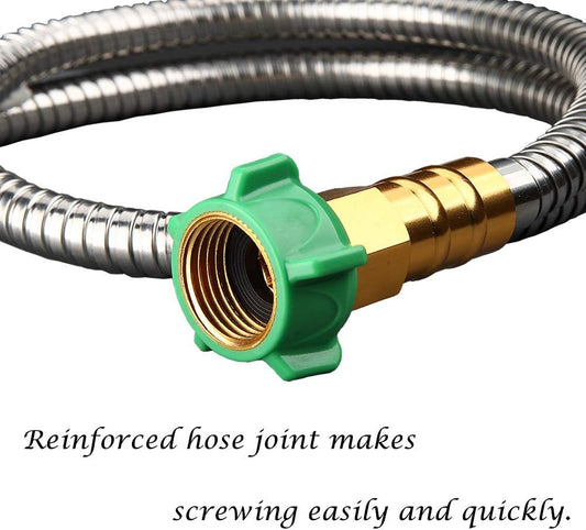 304 Stainless Steel Metal 3FT Short Garden Hose 3 Feet Flexible, Portable & Lightweight Kink Free Garden V1258-DP02-WO-975