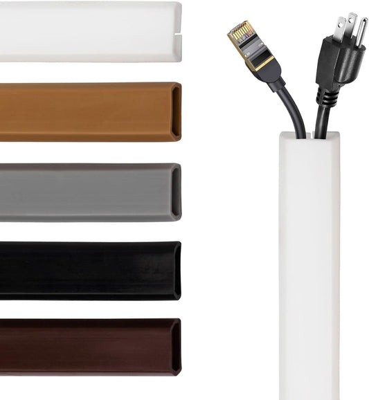 TV Cord Hider - Flexible Wall Cord Cover Low Profile Silicone Cable Raceway Self Adhesive Cut to Size Design V1258-DP02-WO-978