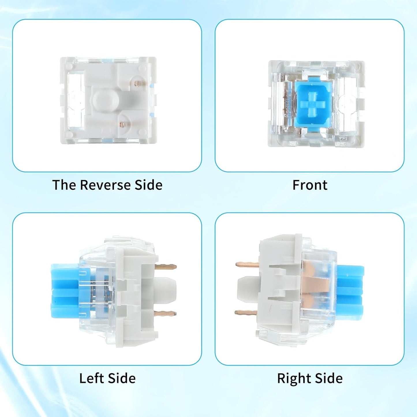Keyboard Switches, 50 Pcs 3 PIN Blue Keyboard Clicker Replacement Dustproof Mechanical Keyboards Switches for V1258-DP02-WO-979