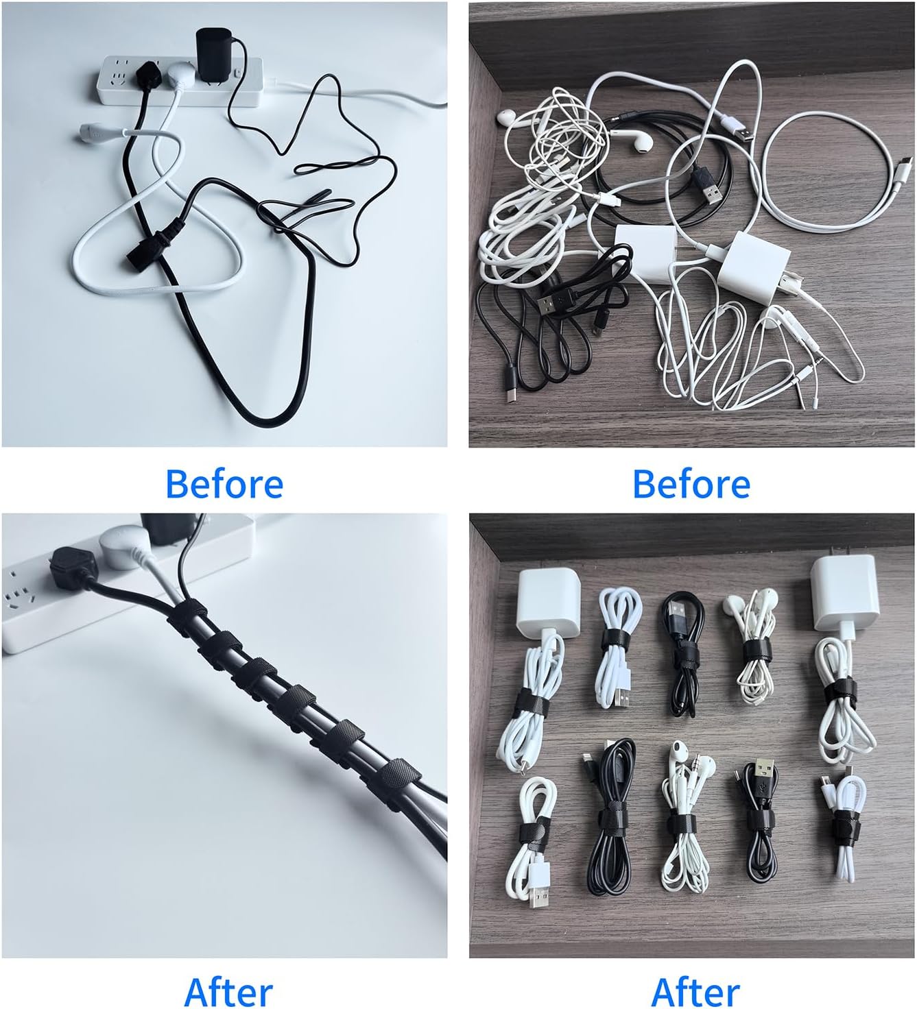 6 Inches Multi-Colour Reusable Cable Ties Cord Straps Multi-Purpose Wire Ties Cord Wrap Hook and Loop V1258-DP02-WO-982
