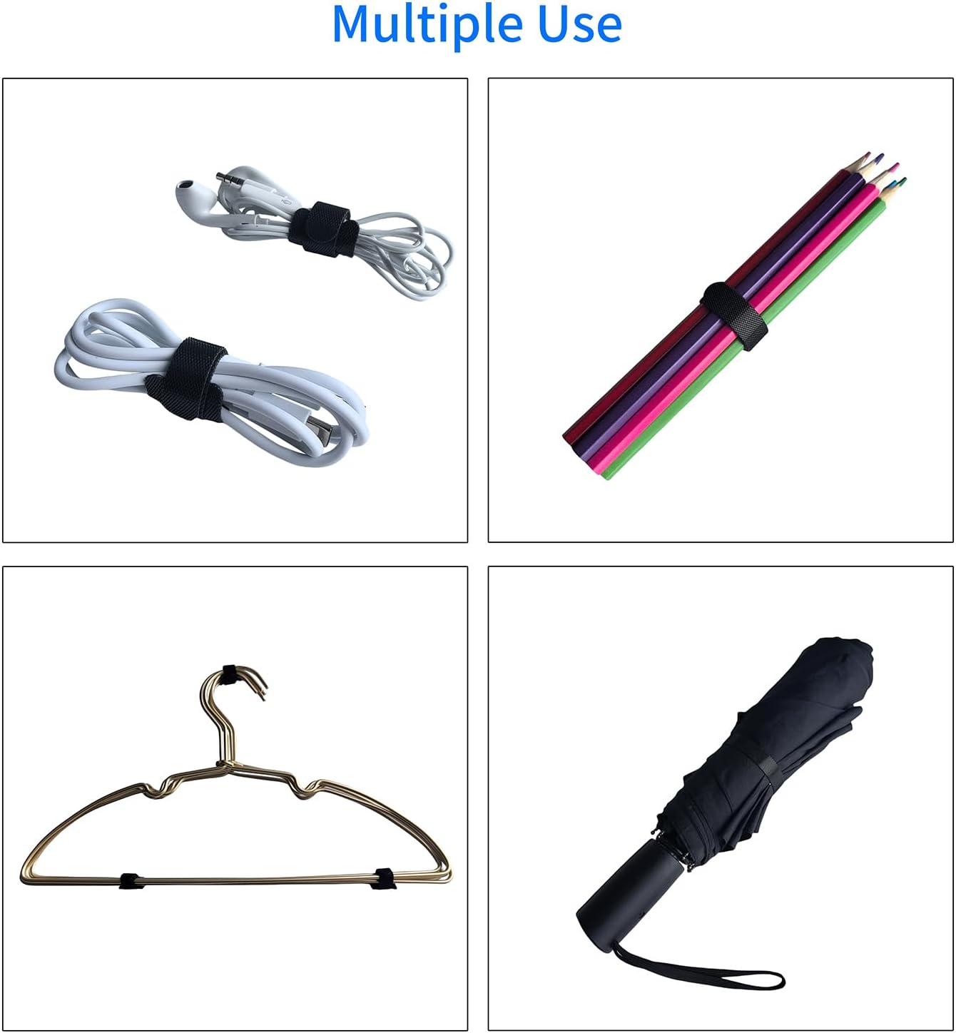 6 Inches Multi-Colour Reusable Cable Ties Cord Straps Multi-Purpose Wire Ties Cord Wrap Hook and Loop V1258-DP02-WO-982