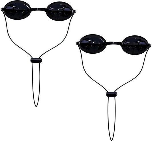 See-Through Safety Goggles Pack of 2, Transparent Safety Glasses for Tanning Use, and Half-clear Eye V1258-DP02-WO-986