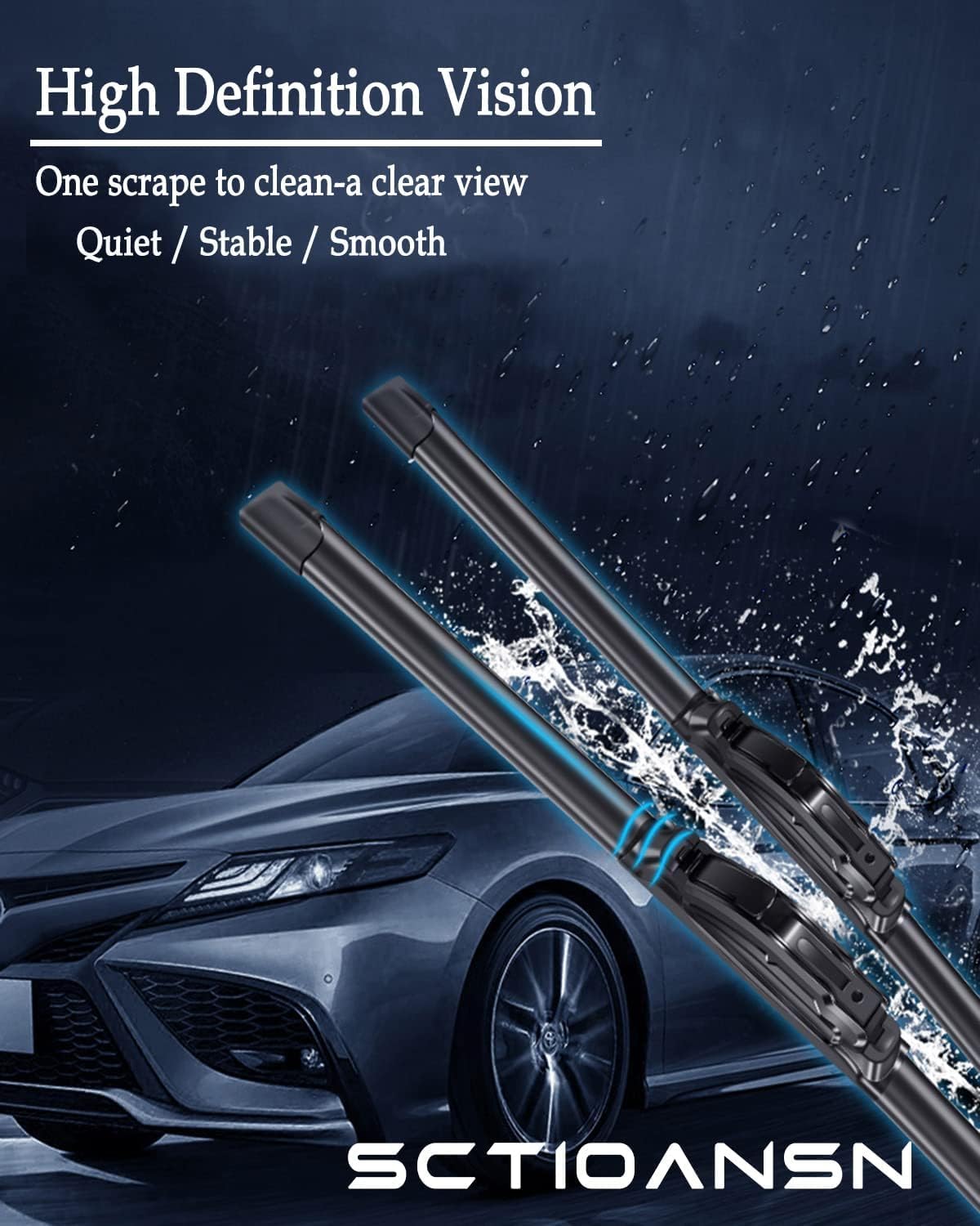2Pcs Windshield Wipers-22" + 22" Premium All-Seasons Auto Windshield Wiper Blades for My Car (Set of 2)-J-Hook V1258-DP02-WO-988