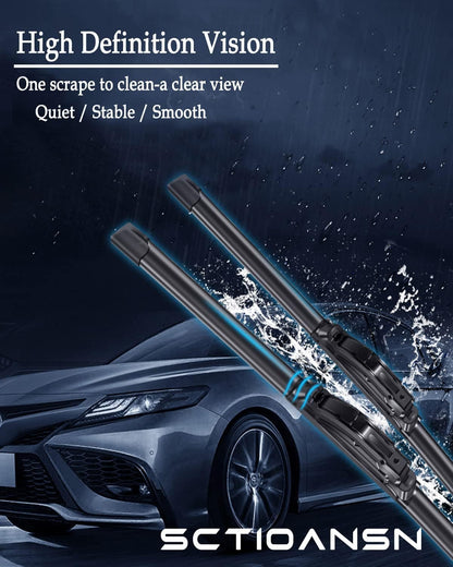 2Pcs Windshield Wipers-22" + 22" Premium All-Seasons Auto Windshield Wiper Blades for My Car (Set of 2)-J-Hook V1258-DP02-WO-988