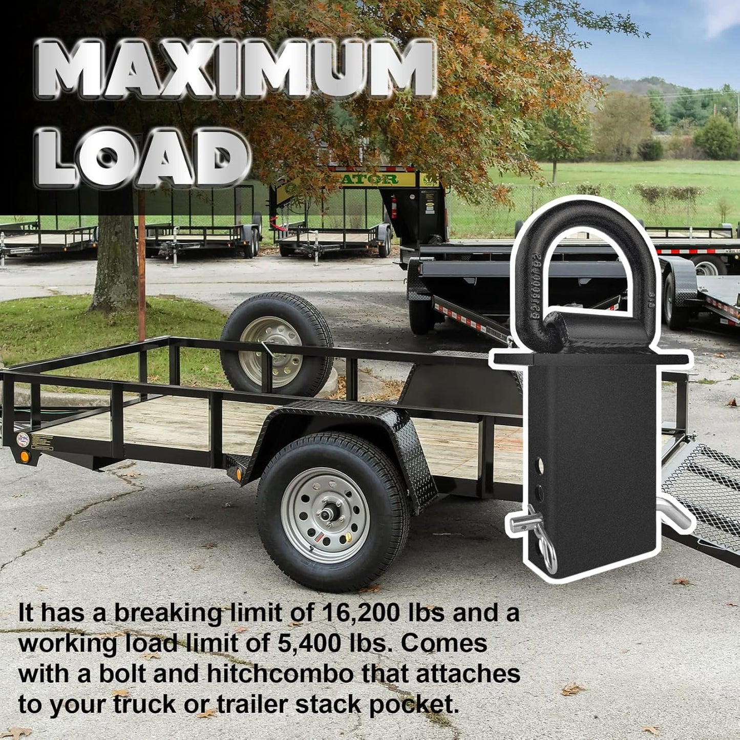 Stake Pocket D Rings 4Pcs 18000lbs Heavy Duty Removable D-Ring Stake Pocket Tie Down for Utility Trailers and V1258-DP02-WO-992