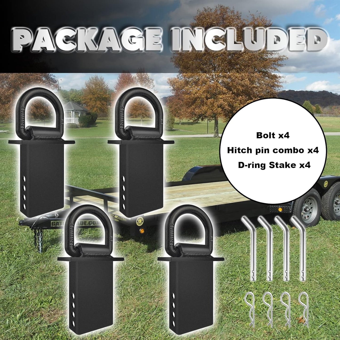 Stake Pocket D Rings 4Pcs 18000lbs Heavy Duty Removable D-Ring Stake Pocket Tie Down for Utility Trailers and V1258-DP02-WO-992