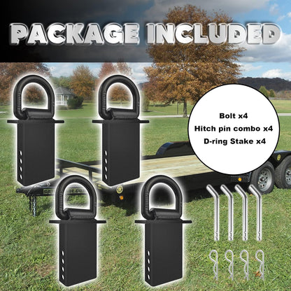 Stake Pocket D Rings 4Pcs 18000lbs Heavy Duty Removable D-Ring Stake Pocket Tie Down for Utility Trailers and V1258-DP02-WO-992