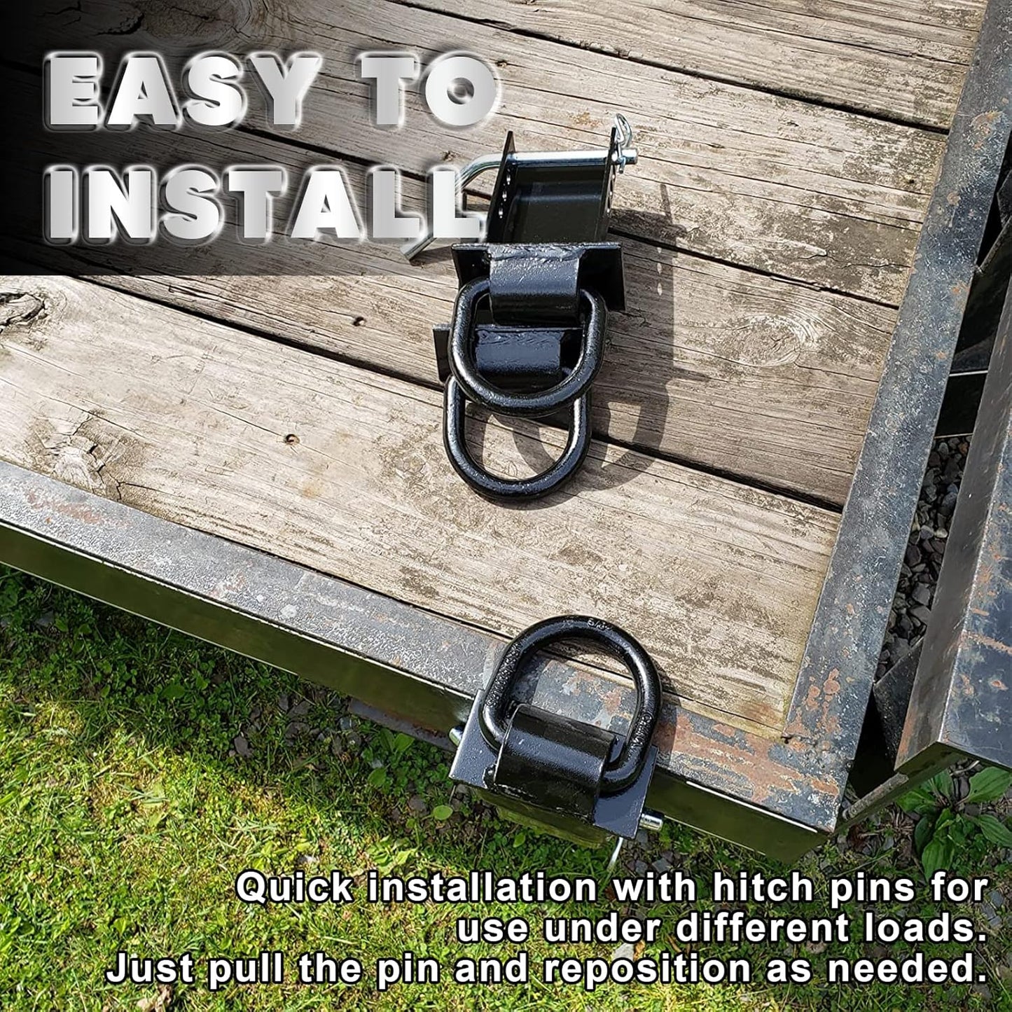 Stake Pocket D Rings 4Pcs 18000lbs Heavy Duty Removable D-Ring Stake Pocket Tie Down for Utility Trailers and V1258-DP02-WO-992