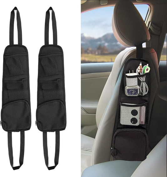 2PCS Car Seat Storage Hanging Bag, Multi-Pocket Seat Side Organizer, Multifunctional Mesh Net Pocket, Can V1258-DP02-WO-995
