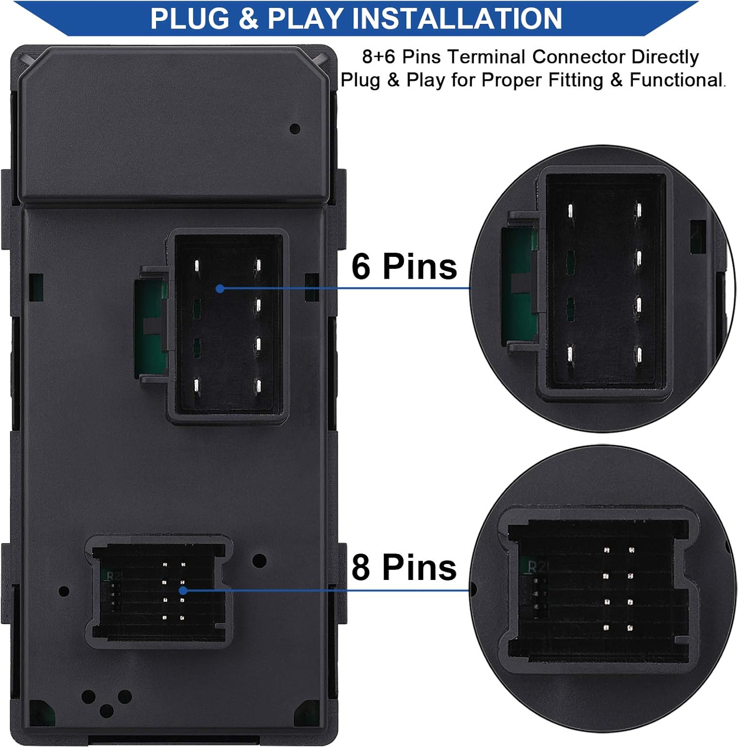 Driver Side Power Master Window Switch, Compatible with Chevy Silverado/Chevrolet Traverse/HHR/2007-2013 GMC V1258-DP02-WO-996