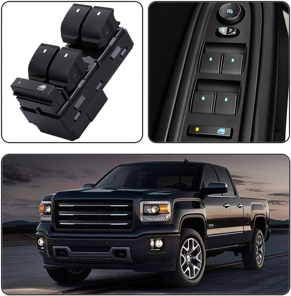 Driver Side Power Master Window Switch, Compatible with Chevy Silverado/Chevrolet Traverse/HHR/2007-2013 GMC V1258-DP02-WO-996