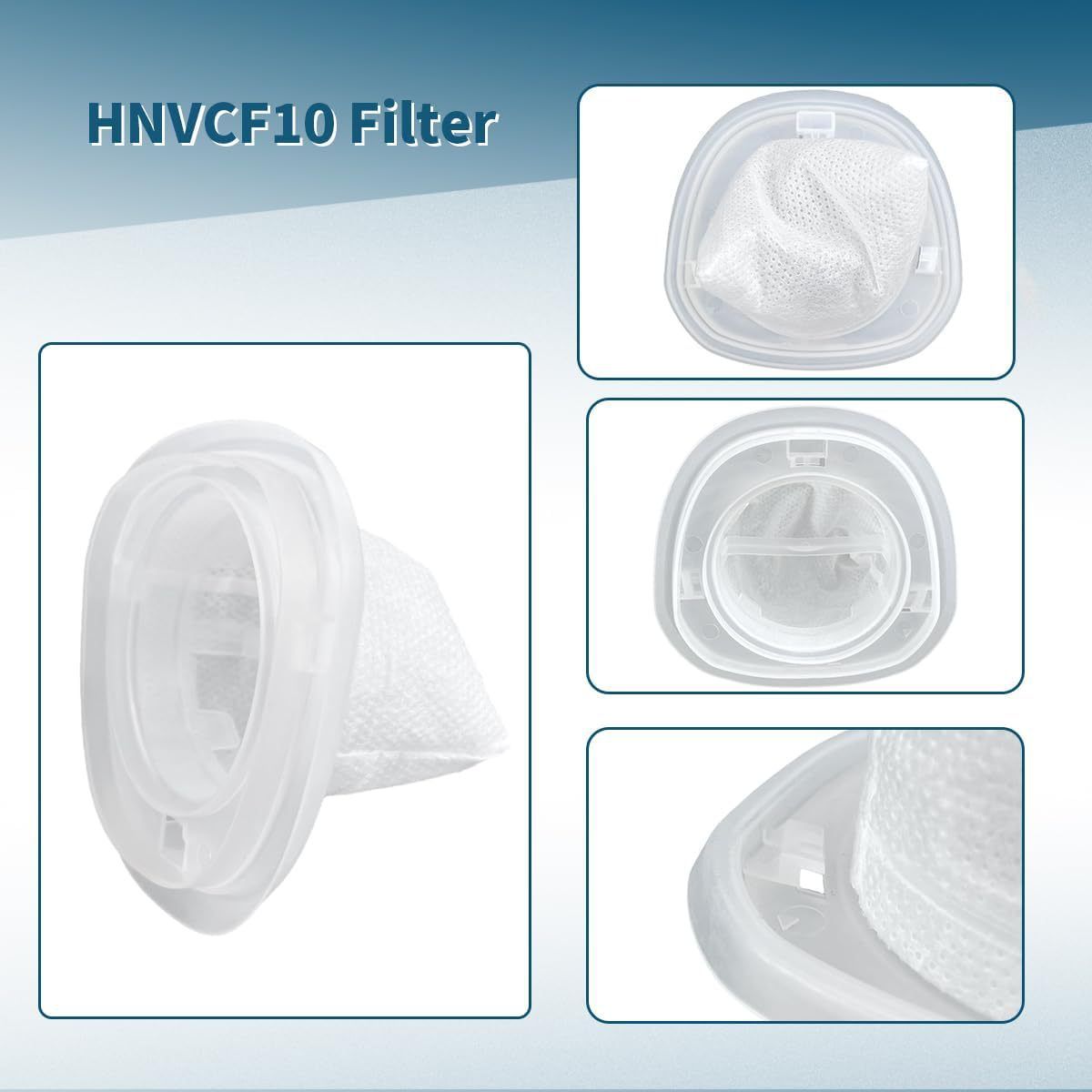 6-Pack Replacement Filter Compatible with BLACK+DECKER HNVCF10 Vacuum Cleaner - Washable Reusable Foam Filter V1258-DROP002-FILTER-01-6PACK