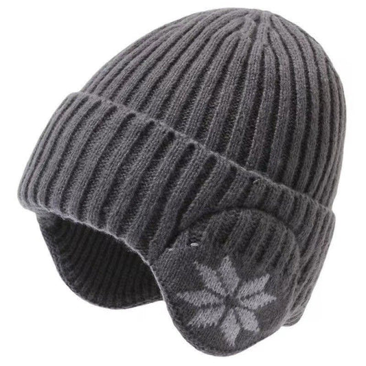 Winter Thick Fleece Lined Ear Protection Hat - Thermal Knit Beanie for Men Women - Warm Skull Cap for Cycling V1258-DROP002-HAT-01-DGY