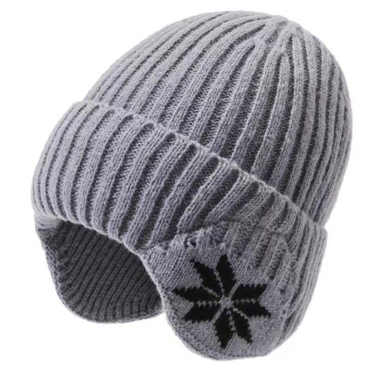 Winter Thick Fleece Lined Ear Protection Hat - Thermal Knit Beanie for Men Women - Warm Skull Cap for Cycling V1258-DROP002-HAT-01-GRY
