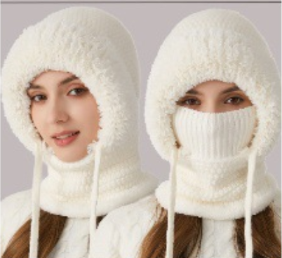 Winter Corn Velvet Hooded Scarf Mask Set - 3-in-1 Thermal Fleece Lined Balaclava for Extreme Cold - Windproof V1258-DROP002-HAT-02-OFF-2PACK-SAME