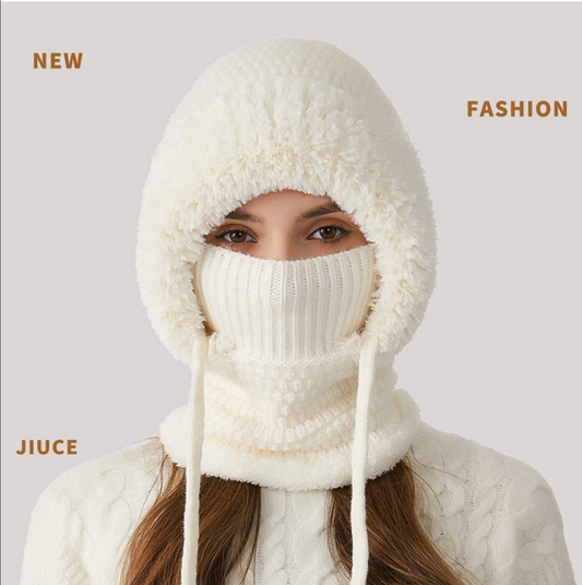 Winter Corn Velvet Hooded Scarf Mask Set - 3-in-1 Thermal Fleece Lined Balaclava for Extreme Cold - Windproof V1258-DROP002-HAT-02-OFF-2PACK-SAME