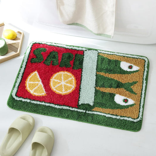 Bathroom Tufted Velvet Bath Mat - Super Absorbent Non Slip Rug for Bathroom Kitchen Entrance - Soft Polyester V1258-DROP002-MAT-01-GRN-S