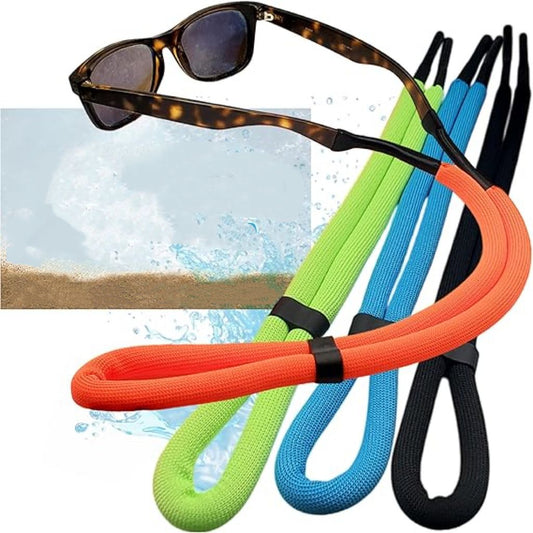 4-Pack Floating Sunglasses Strap - Foam Floating Eyeglass Retainer for Outdoor Sports - Adjustable Elastic V1258-DROP002-STRAP-01-MIX