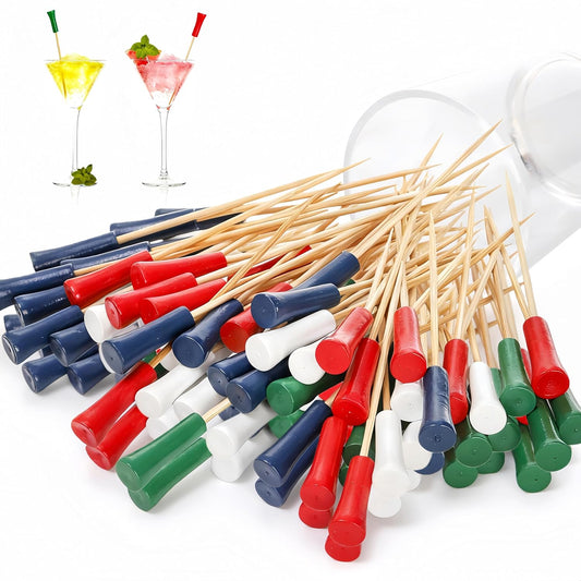 400 Pcs Golf Picks, 6" Cocktail Fruit Tee Toothpicks for Appetizers, Bamboo Themed Sandwich Skewers, End V1259-DP01-A-1008