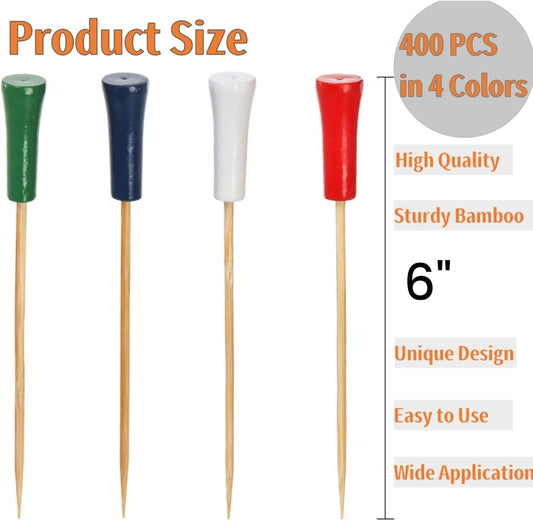 400 Pcs Golf Picks, 6" Cocktail Fruit Tee Toothpicks for Appetizers, Bamboo Themed Sandwich Skewers, End V1259-DP01-A-1008