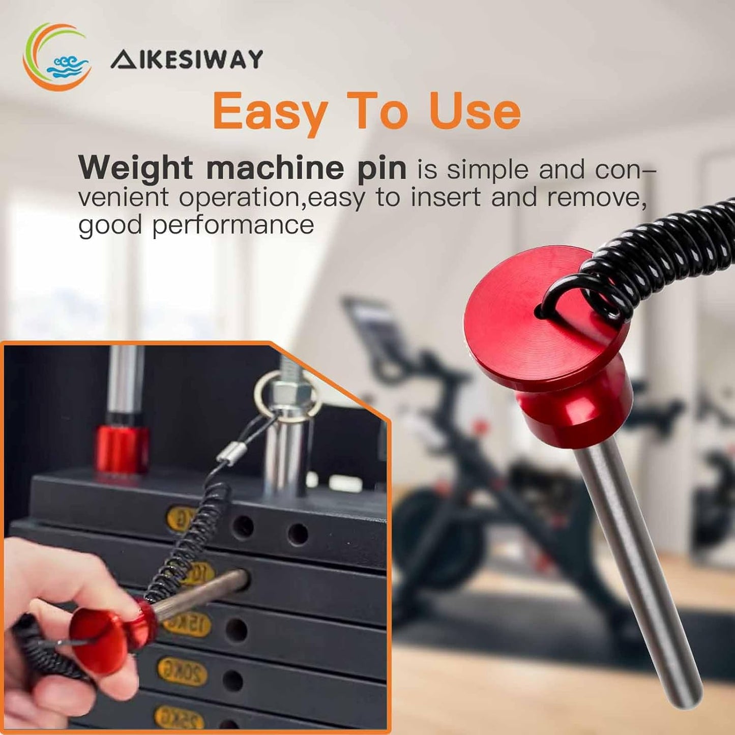 Universal Magnetic Weight Stack Pin with Pull Rope - Heavy Duty Gym for Machines | Commercial & Home V1259-DP01-A-1051
