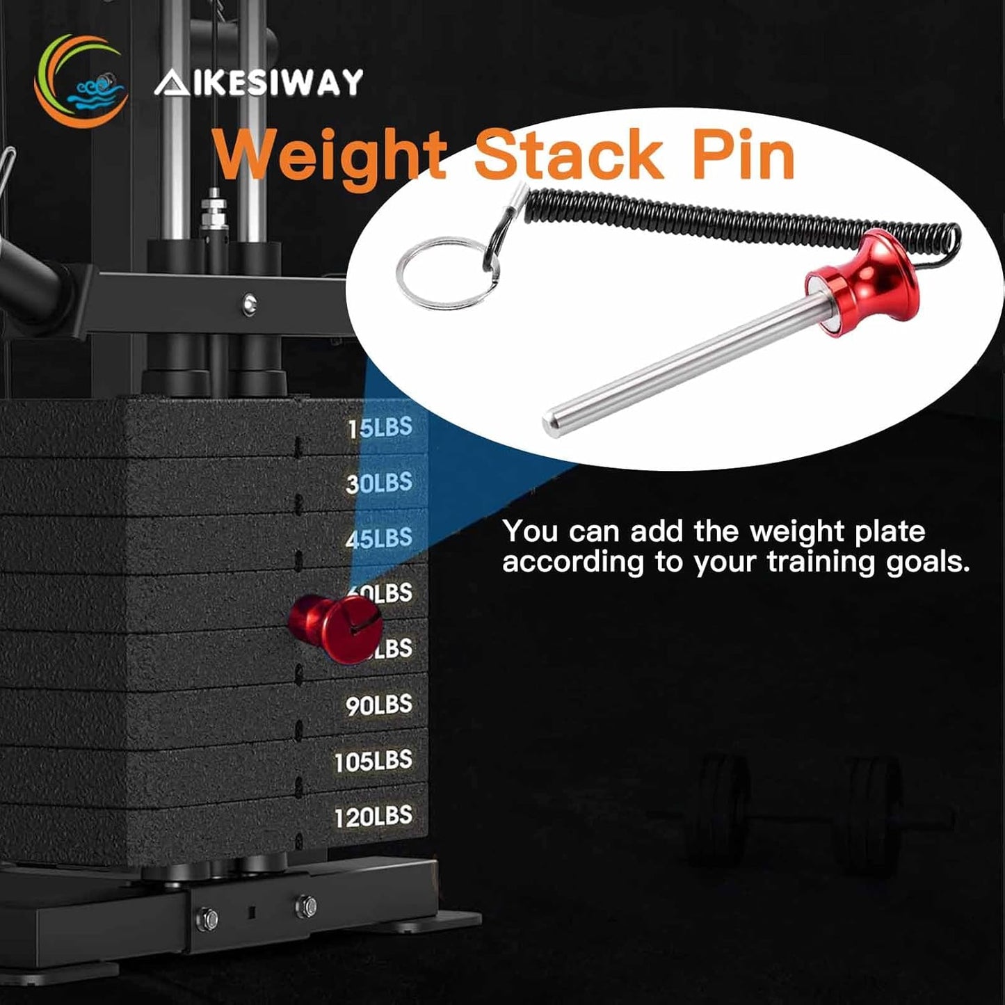 Universal Magnetic Weight Stack Pin with Pull Rope - Heavy Duty Gym for Machines | Commercial & Home V1259-DP01-A-1051