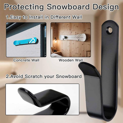 Snowboard Wall Mount & Skateboard Display Rack - Horizontal Hanger Clips for Snowboards, Longboards, V1259-DP01-A-1053