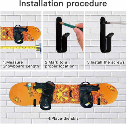 Snowboard Wall Mount & Skateboard Display Rack - Horizontal Hanger Clips for Snowboards, Longboards, V1259-DP01-A-1053