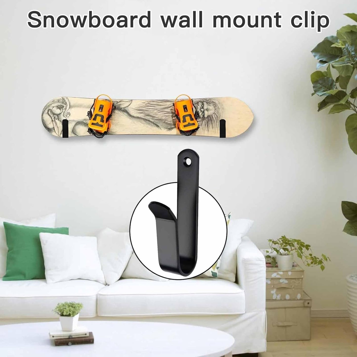 Snowboard Wall Mount & Skateboard Display Rack - Horizontal Hanger Clips for Snowboards, Longboards, V1259-DP01-A-1053