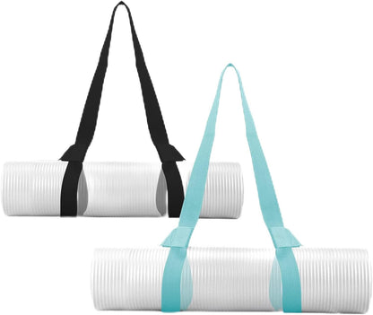 2 Packs Yoga Mat Strap for Carrying, Carrier, Adjustable Sling Exercise Black + Turquoise V1259-DP01-A-1058