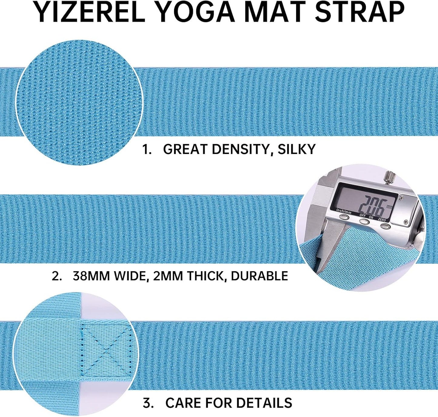 2 Packs Yoga Mat Strap for Carrying, Carrier, Adjustable Sling Exercise Black + Turquoise V1259-DP01-A-1058