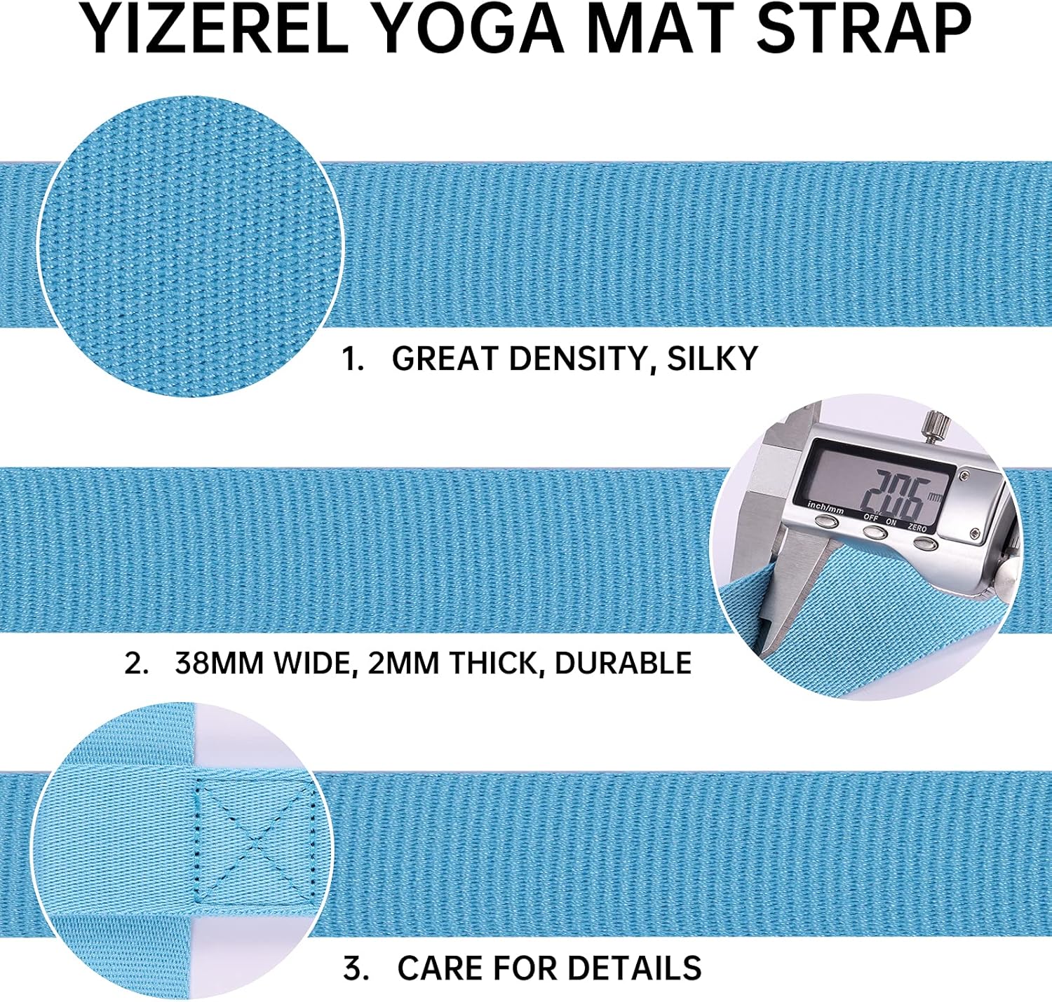 2 Packs Yoga Mat Strap for Carrying, Carrier, Adjustable Sling Exercise Black + Turquoise V1259-DP01-A-1058