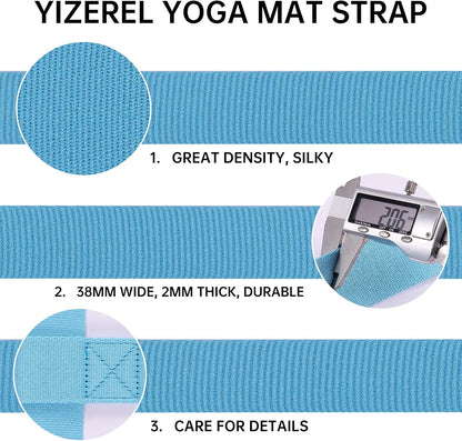 2 Packs Yoga Mat Strap for Carrying, Carrier, Adjustable Sling Exercise Black + Turquoise V1259-DP01-A-1058