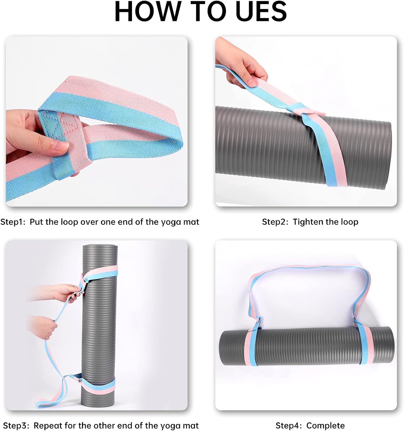 2 Packs Yoga Mat Strap for Carrying, Carrier, Adjustable Sling Exercise Black + Turquoise V1259-DP01-A-1058