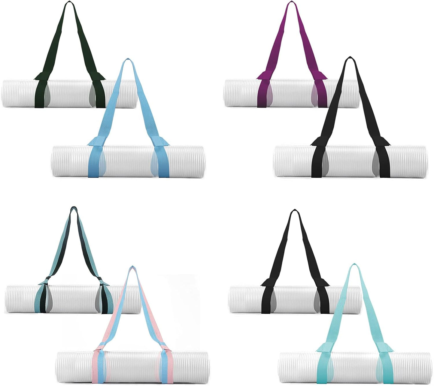 2 Packs Yoga Mat Strap for Carrying, Carrier, Adjustable Sling Exercise Black + Turquoise V1259-DP01-A-1058