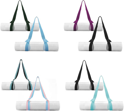 2 Packs Yoga Mat Strap for Carrying, Carrier, Adjustable Sling Exercise Black + Turquoise V1259-DP01-A-1058