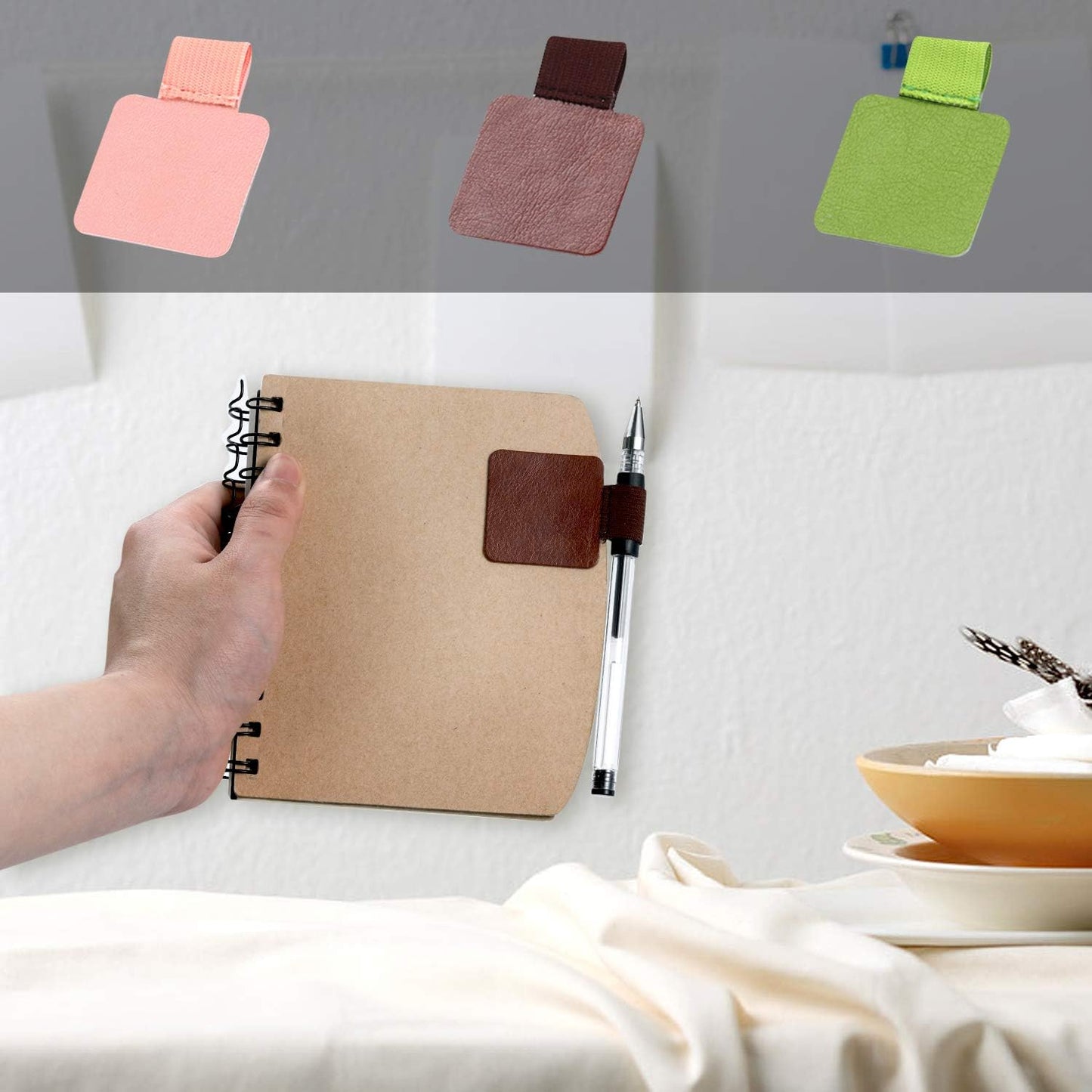 Pen Loop Holder Set, 12 Pack Self-Adhesive Pencil Elastic Design for Notebooks, Journals, Calendars with V1259-DP01-A-1059