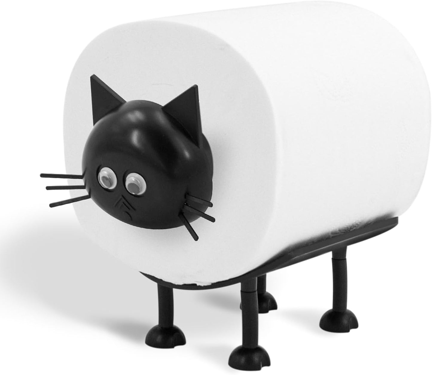 Cat Toilet Roll Holder: Tissue Paper Storage Stand - 3D Printed Black Loo Holder Bathroom Set for Shelf V1259-DP01-A-1073