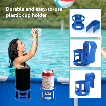 Poolside Cup Holder for Above Ground Pools, Pool Drink Holders Party ONLY FITS 2 Inch or Less Round Top Bar V1259-DP01-A-1074