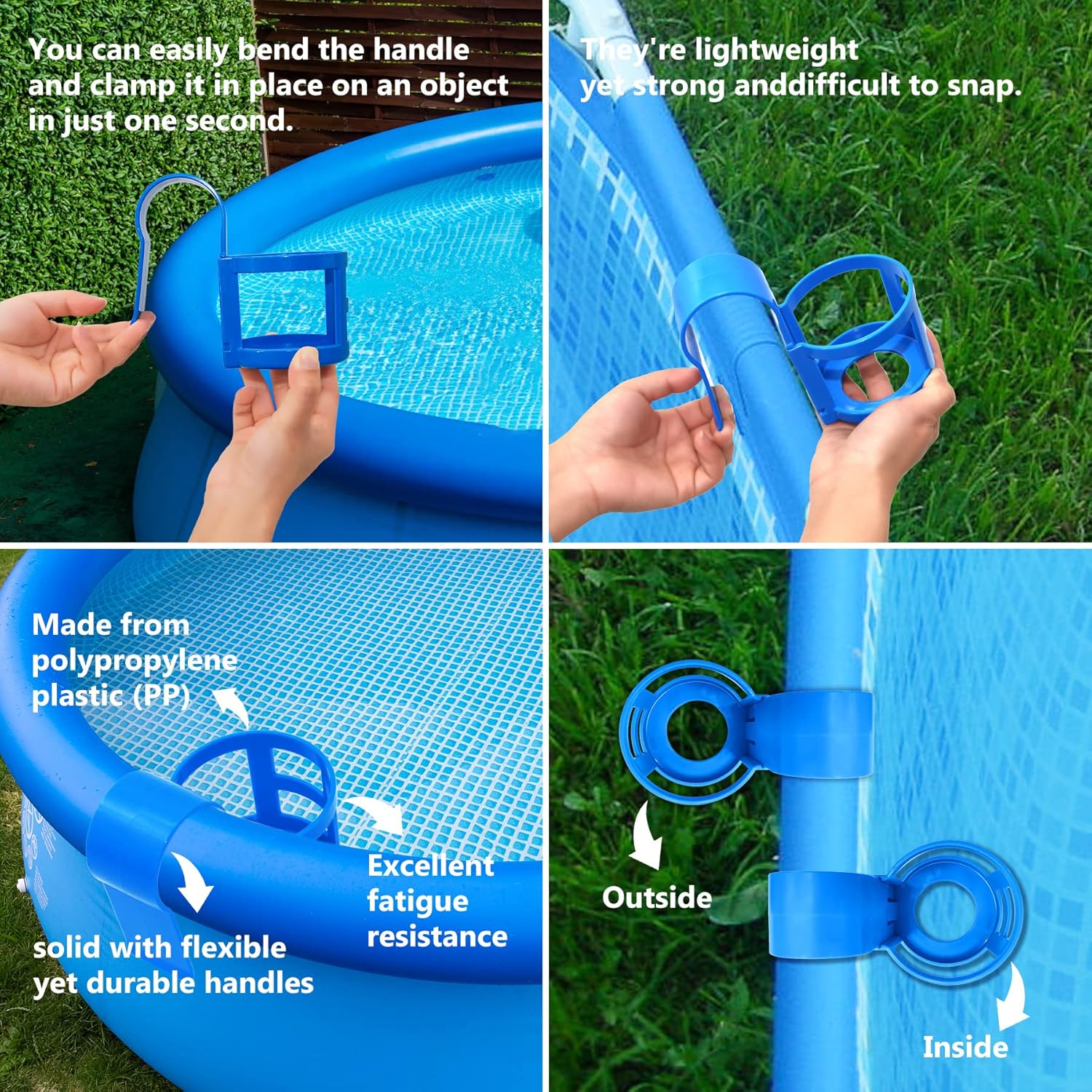 Poolside Cup Holder for Above Ground Pools, Pool Drink Holders Party ONLY FITS 2 Inch or Less Round Top Bar V1259-DP01-A-1074
