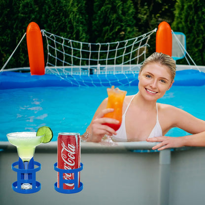 Poolside Cup Holder for Above Ground Pools, Pool Drink Holders Party ONLY FITS 2 Inch or Less Round Top Bar V1259-DP01-A-1074