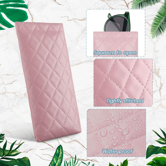 8 Pcs Squeeze Top Sunglasses Case Soft Leather Sunglass Pouch Portable Eyeglass Glasses Bag for Cosmetic V1259-DP01-A-1093