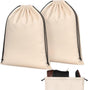 2 Pcs Silky Velvet Shoe Bags for Travel Cloth Dust Pouch with Drawstring Closure Beige Storage Packing V1259-DP01-A-1096