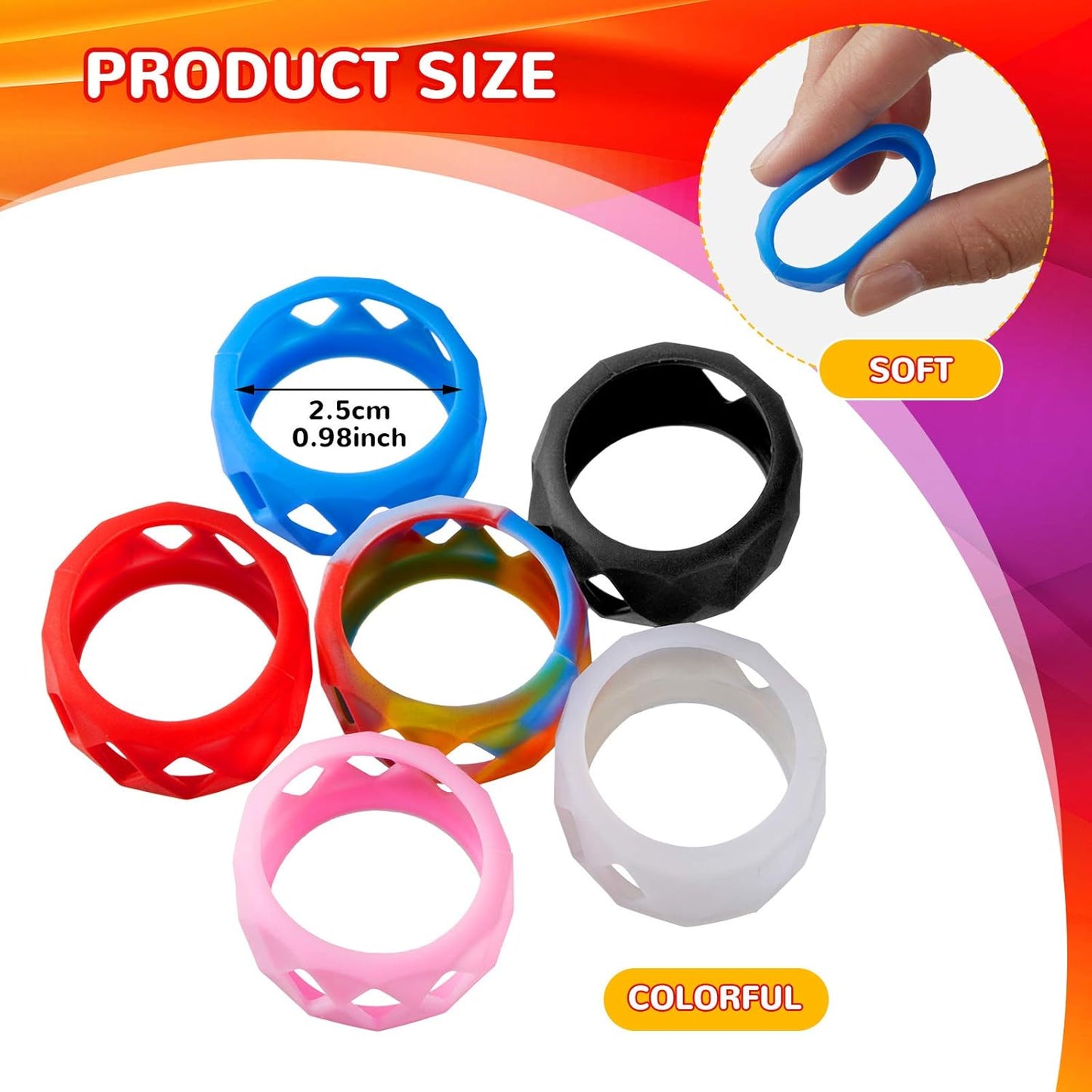 6 Pieces Silicone Anti Slip Ring Non Skid Band Soft Protection Sleeve 25 x 17 mm V1259-DP01-A-1100