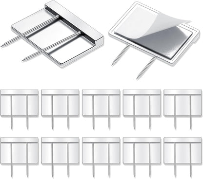 10 Pcs Silver Cubicle Pins Partition Long Push Fabric Clips Name Plate Holders for Office Furniture Corkboard V1259-DP01-A-1114