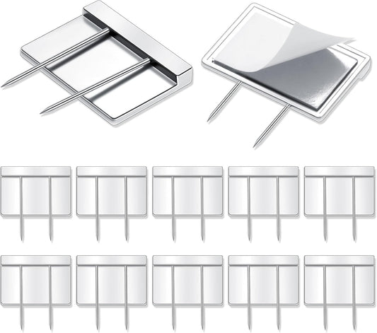 10 Pcs Silver Cubicle Pins Partition Long Push Fabric Clips Name Plate Holders for Office Furniture Corkboard V1259-DP01-A-1114